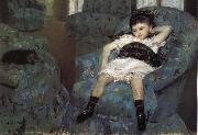 Mary Cassatt The little girl in the blue Sofa USA oil painting artist